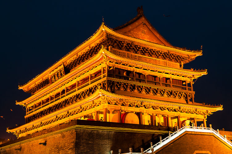 The Xian drum tower at dusk CN091081-The-Xian-drum-tower-at-dusk.jpg